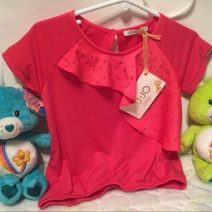 LIU-HO girl’s top in Pink with studded front NWT
